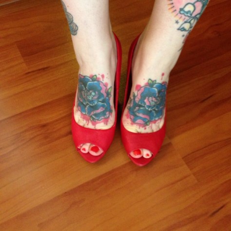 bershka red open toe court heels