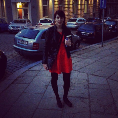 casual in orange dress