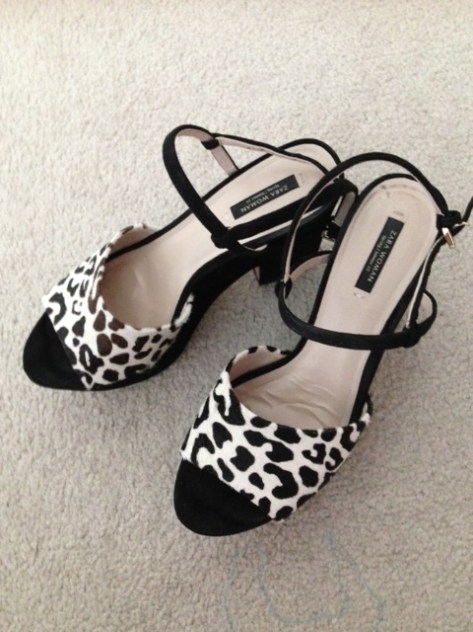 zara woman cow hair leopard print retro platform sandals