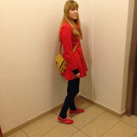 coral red trench coat F&F