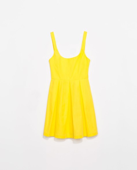 zara yellow pleated dress