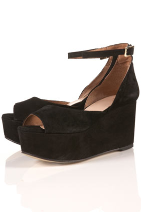 topshop java black suede peep toe platform