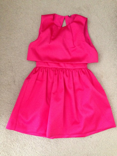 Topshop hot pink Crop Overlay Duchess Satin Dress