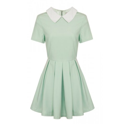 Lavish Alice Box Pleated Skater Dress with Contrast Collar