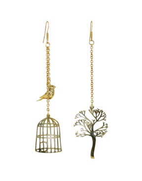 bird tree cage earrings