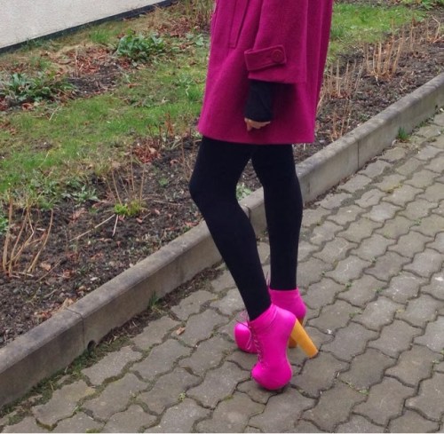 jeffrey campbell lita neon pink plus pink coat