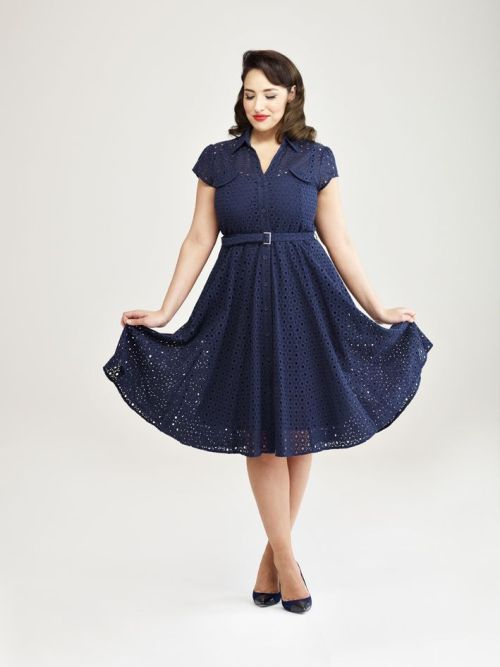 Debenhams' navy blue eyelet lace dress from 2013