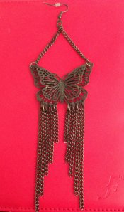 brass butterfly chain earrings