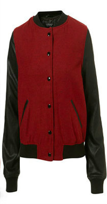 topshop red and black baseball varsity jacket
