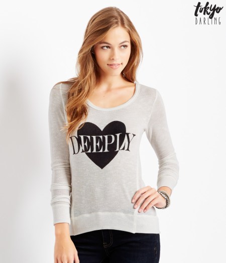 Tokyo Darling Long Sleeve Sheer Deeply Knit Top