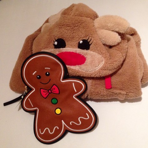 instagram reindeer sweatshirt and gingerbread man clutch