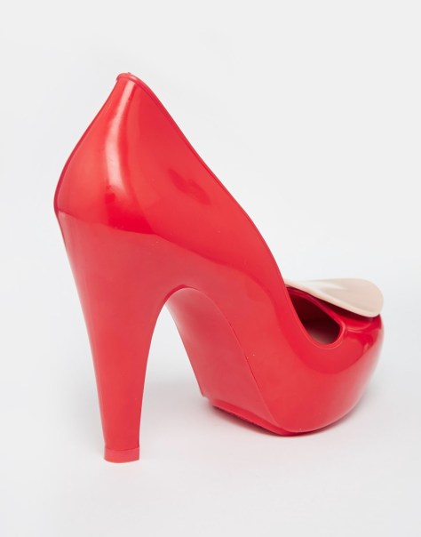 mel by melissa raspberry heart red heels back view