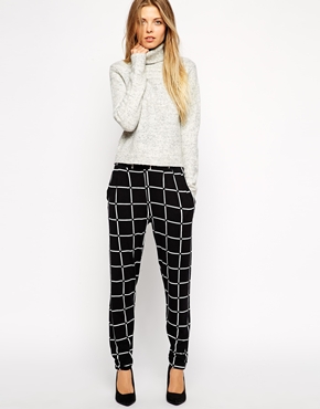 asos jersey grid trousers