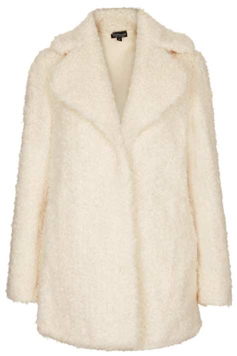 topshop Faux Fur Teddy Pea Coat