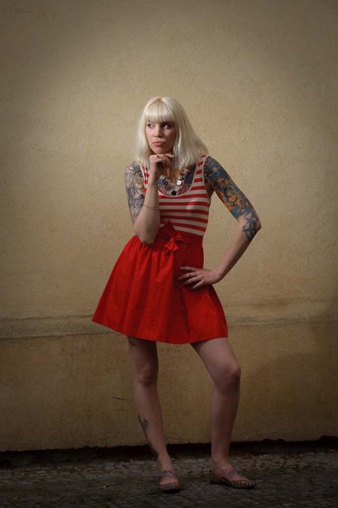 topshop red sttriped dress