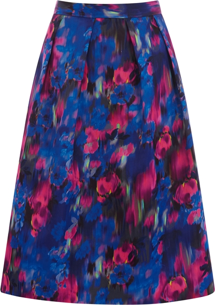 Oasis Blurred Floral Midi Skirt