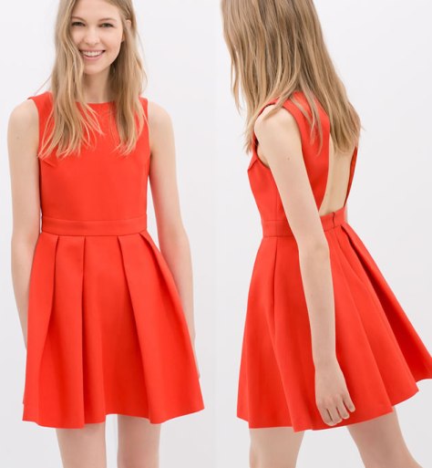 zara orange open back dress