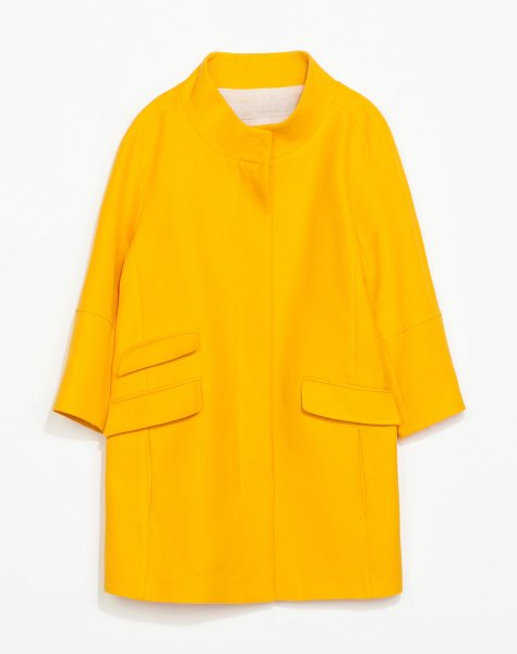 zara yellow pique coat