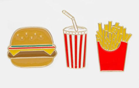 asos fast food pin badges