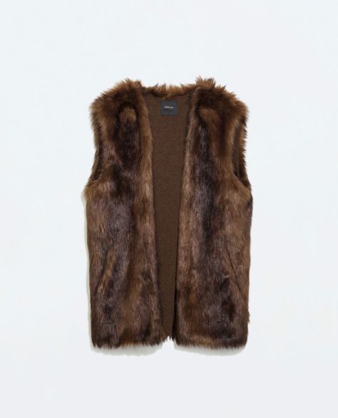 zara knit fake fur vest