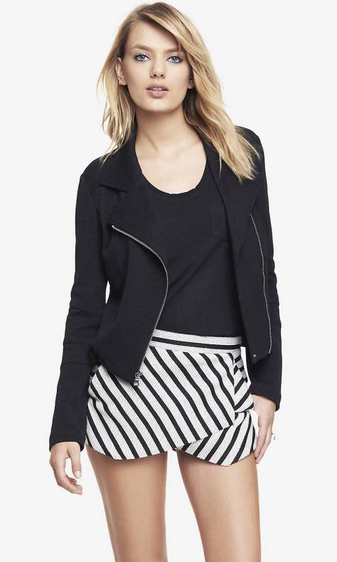 express textured knit moto jacket
