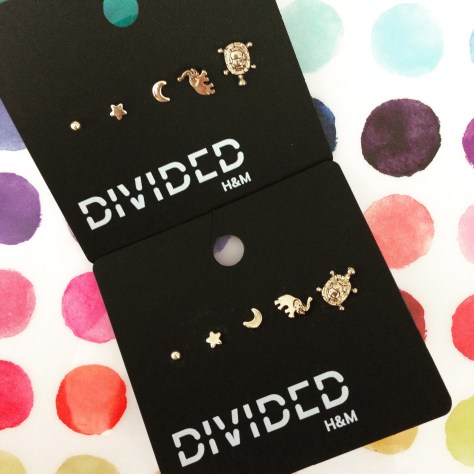 H&M stud earrings star moon turtle