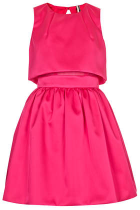 topshop HOT PINK Crop Overlay Duchess Satin Dress